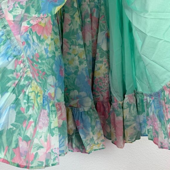 Vintage 80s Pitchfork Brand Green Floral Lace Square Dance Outfit Skirt Medium - Picture 4 of 16